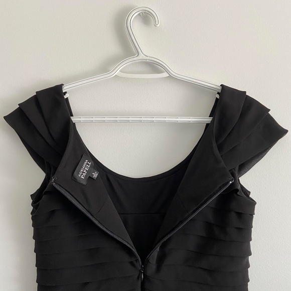 HOLIDAY PARTY ADRIANNA PAPPELL LITTLE BLACK DRESS BOATNECK RUFFLED COCKTAIL - Picture 6 of 9